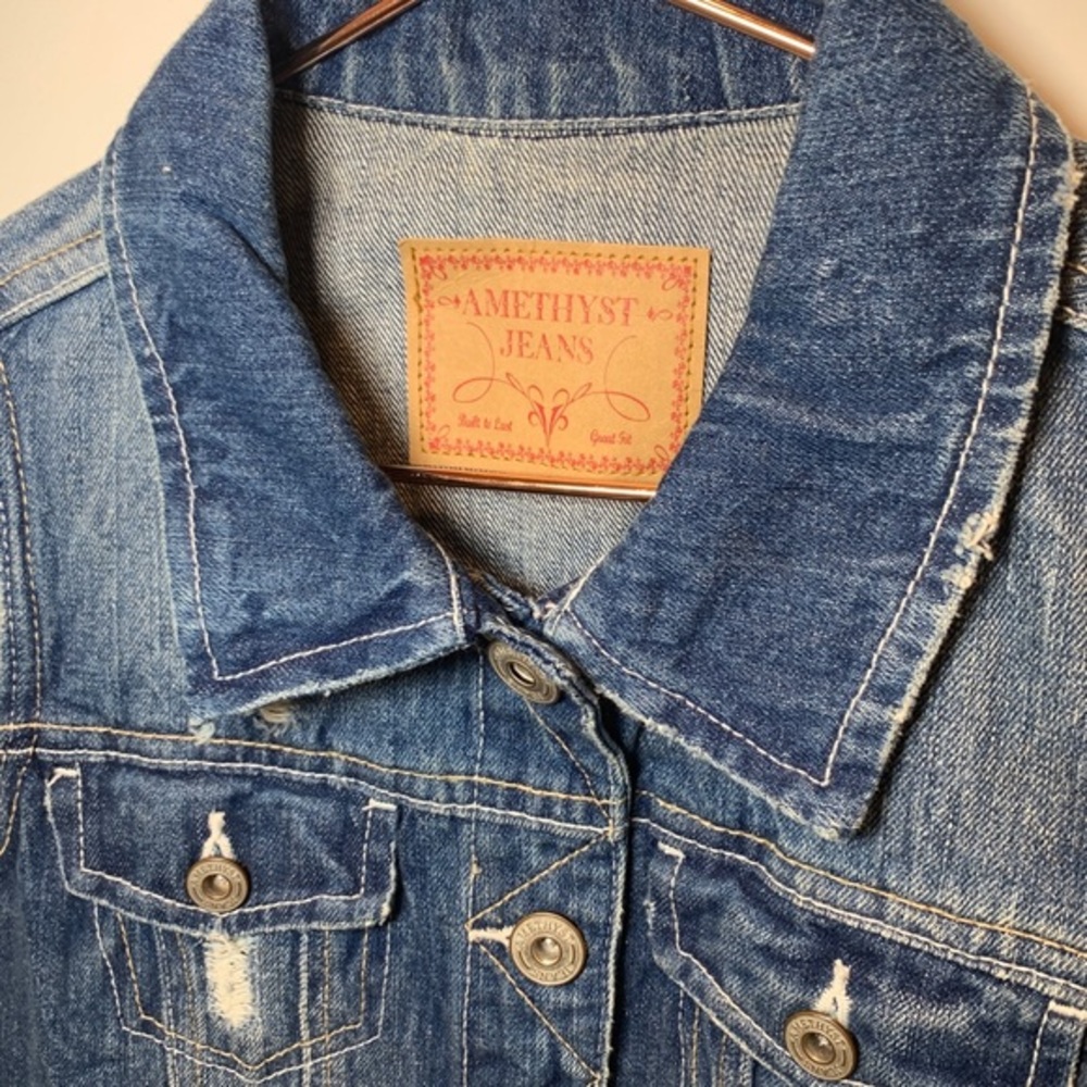 Amethyst Jeans Vintage Wash Cropped Denim Vest‎ - Picture 6 of 8